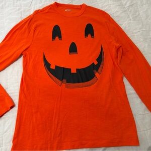 Orange Pumpkin Face Long Sleeve Halloween Shirt